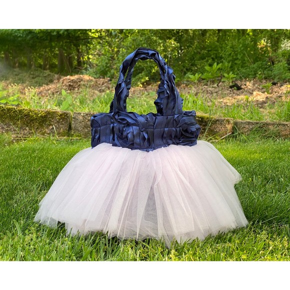 Flower Girl Bag, Graduation Party Tote Bag, Ballet Tote, Ballerina Blue Tote - Picture 1 of 4